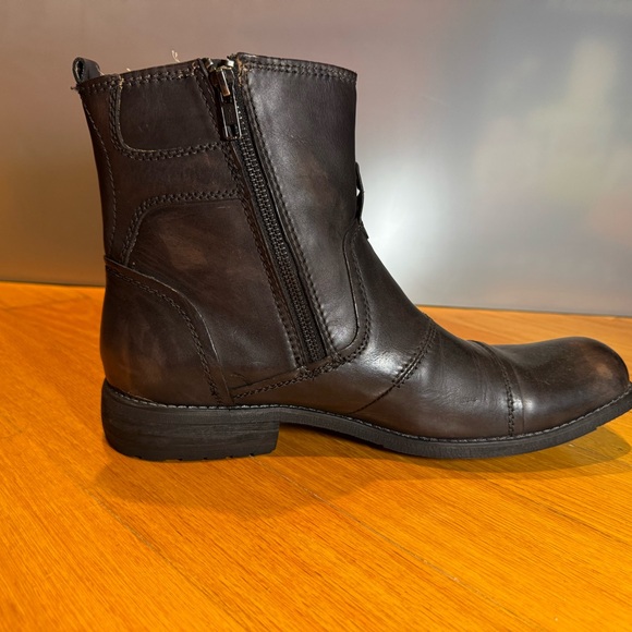 Bed Stu Burst Boots Mens 10 Brown Leather Ankle Zip Square Toe - Picture 5 of 7